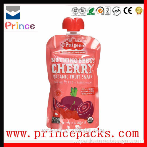 plastic laminated stand up spout pouch for liquid products and juice packaging
